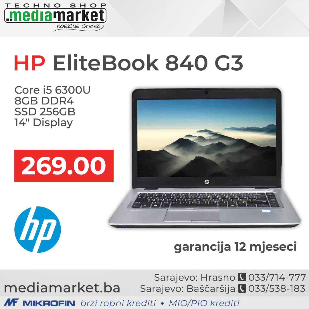 HP 840 G3 CORE I5 6300U/ 8GB DDR4/SSD 256GB/14"