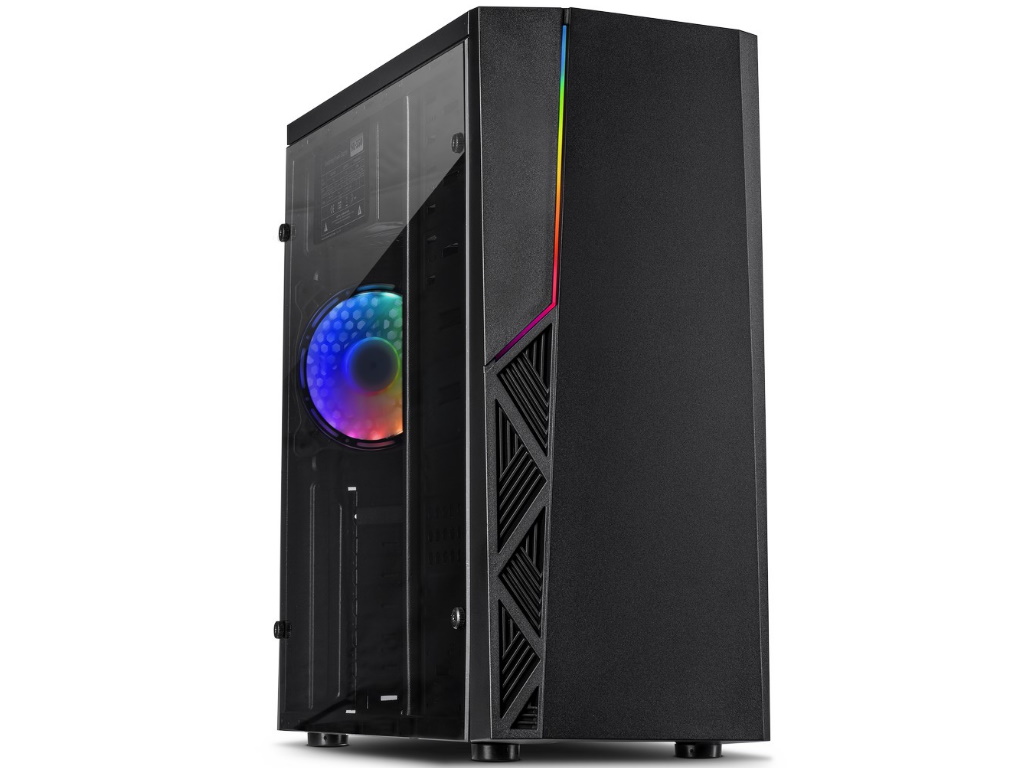 Inter-tech Case B-02 RGB ATX, mATX, 1x 120mm RGB fan, RGB LED strip, acrylic side panel