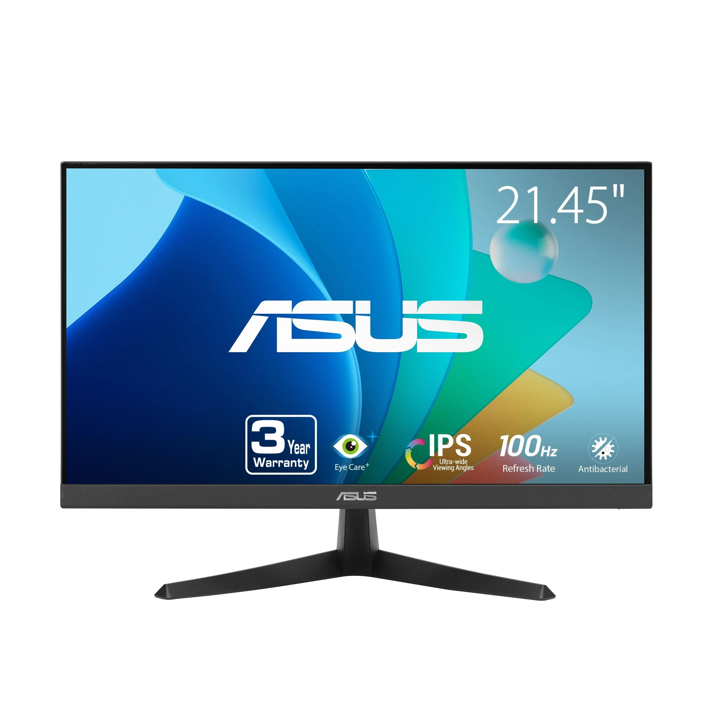 Asus 21,5" monitor VY229HF 1ms21,5"IPS,FHD,250cd,100Hz,VGA,HDMI,VESA,Eye Care+, Tilt +23 ~ -5,crni