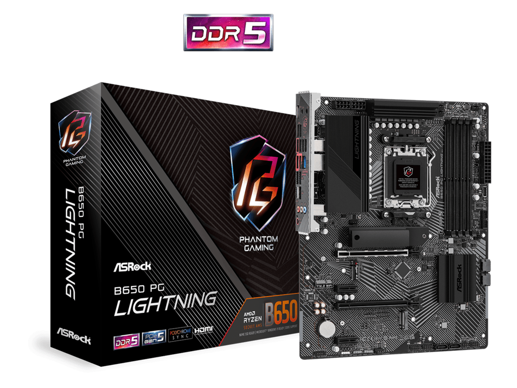 ASROCK MB B650 PG LIGHTNINGAMD B650; AM5; 4xDDR5; 3xM.24xSATA; RAID; HDMI; ATX