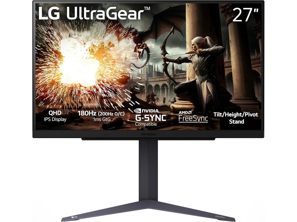 LG 27" UltraGear 27GS85Q-BNanoIPS, QHD 2560x1440, 200Hz400cd, 1ms, 2xHDMI, DP, HAS, Tilt, Pivot