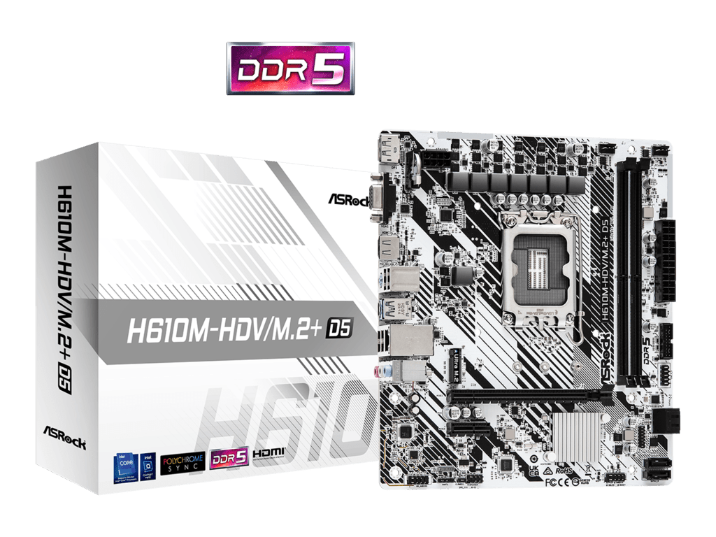ASROCK MB H610M-HDV/M.2+ D5Intel H610;2xDDR5;VGA,HDMI,DPmicro ATX