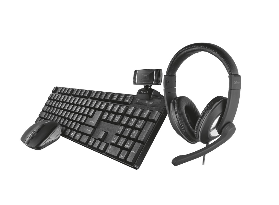 Trust 4in1 Home Office set Tastatura+wireless miš+hd cam +over-ear slušalice