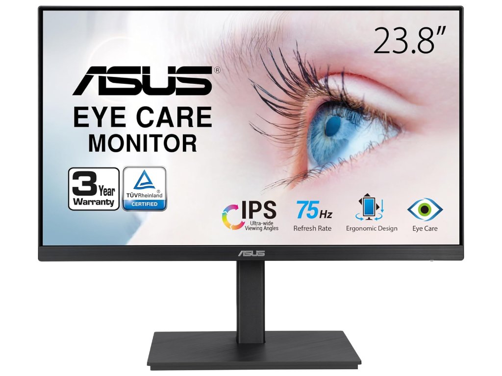 Asus 23,8" monitor VA24EQSBIPS,FHD,300cd,5ms,75hz,VGA,HDMI,DP,2xUSB,SPK,Tilt,Height,Swivel,Pivot