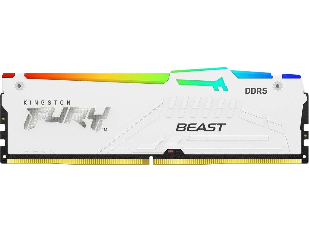 Kingston 16GB 6000MHz DDR5WRGBWhite RGB,Fury Beast (1x16GB),CL30, XMP,1RX8, 288-pin 16Gbit