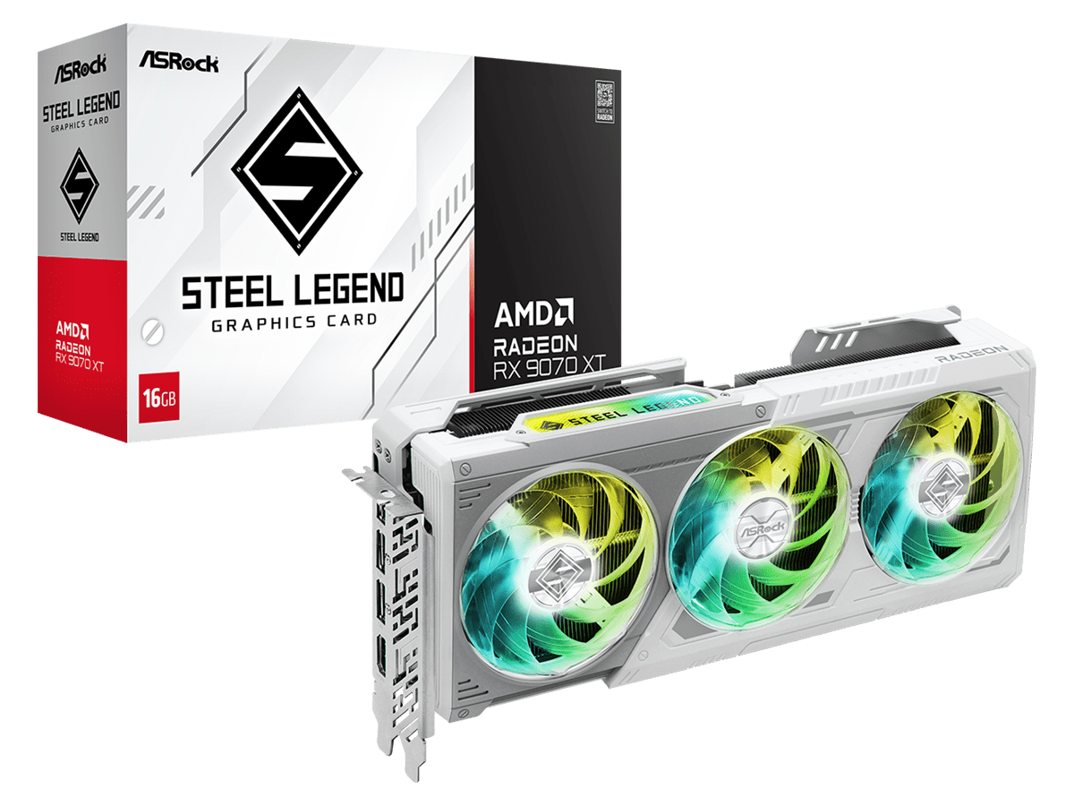 ASROCK VGA RX 9070 XT 16GB SLSteel Legend 16GB GDDR6 256bit3xDP, HDMI