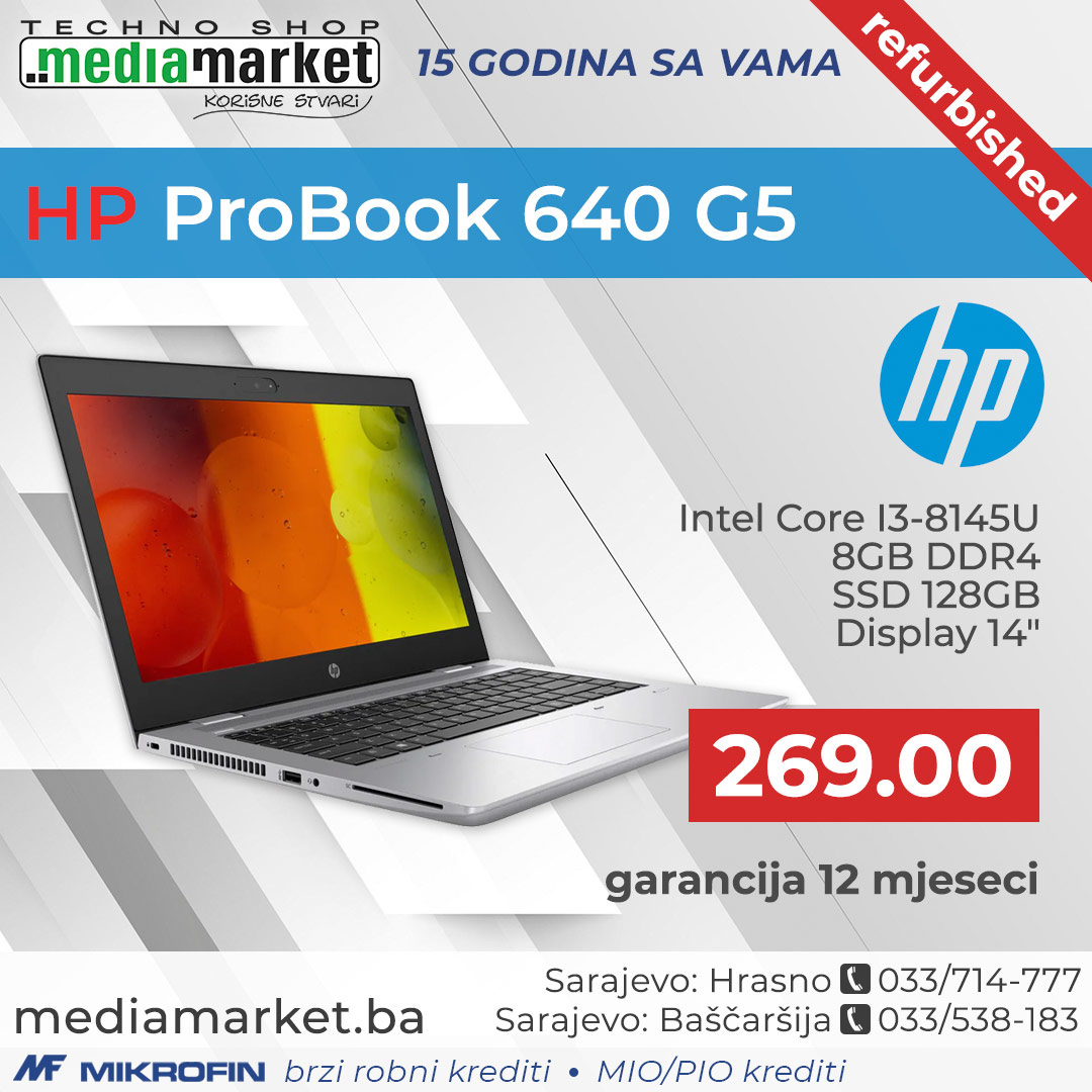 LAPTOP HP PROBOOK 640 G5 I3-8145U 8GB SSD 128GB 14" 