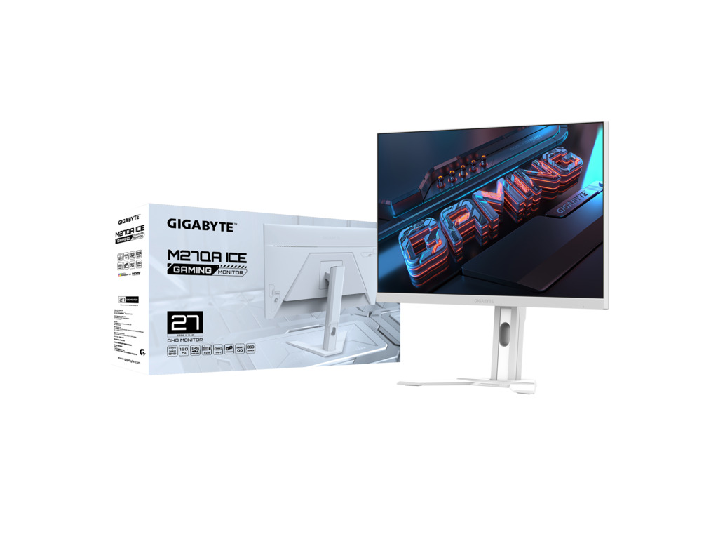 Gigabyte 27" monitor M27QA ICE27",QHD,IPS,1ms,180Hz,350cd,2xHDMI,DP,3xUSB,1xUSB-C,-height