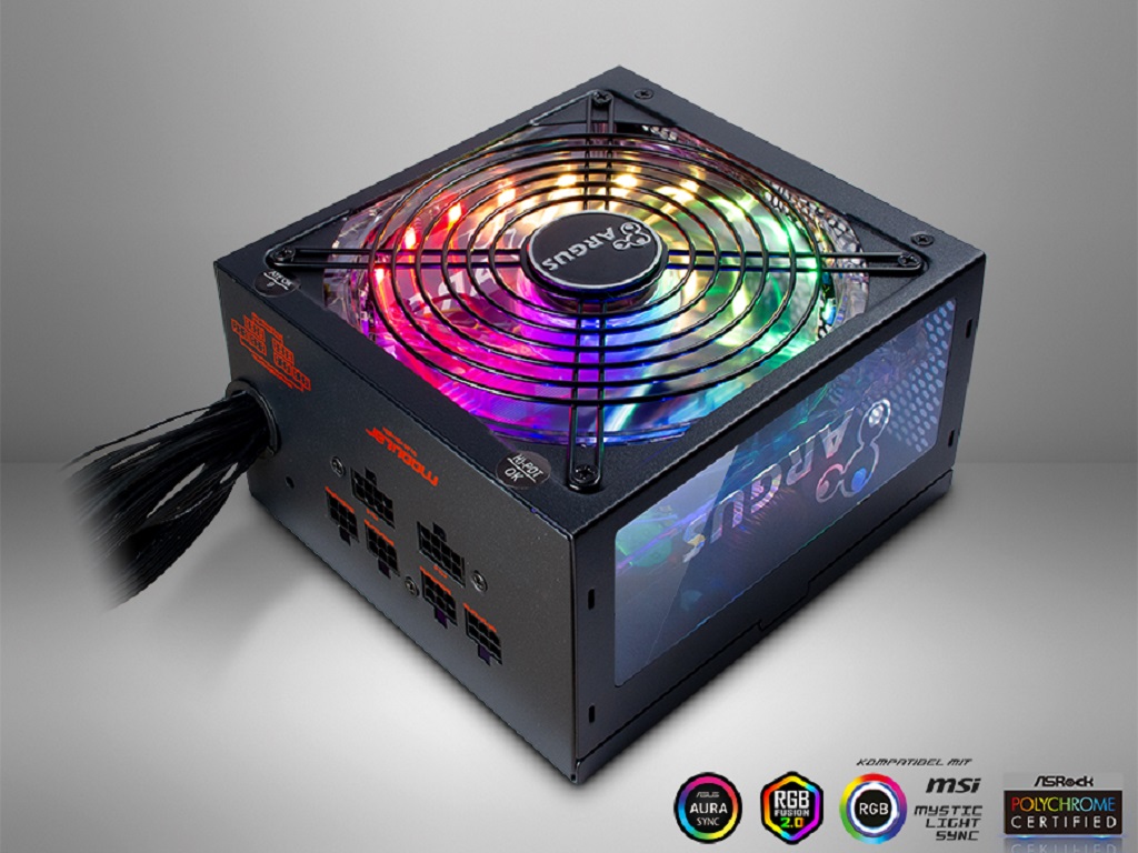 Inter-tech PSU Argus RGB-750WRGB-750 CM II, 7550, 80+ Gold14cm fan,  Mainboard 20+4Pin