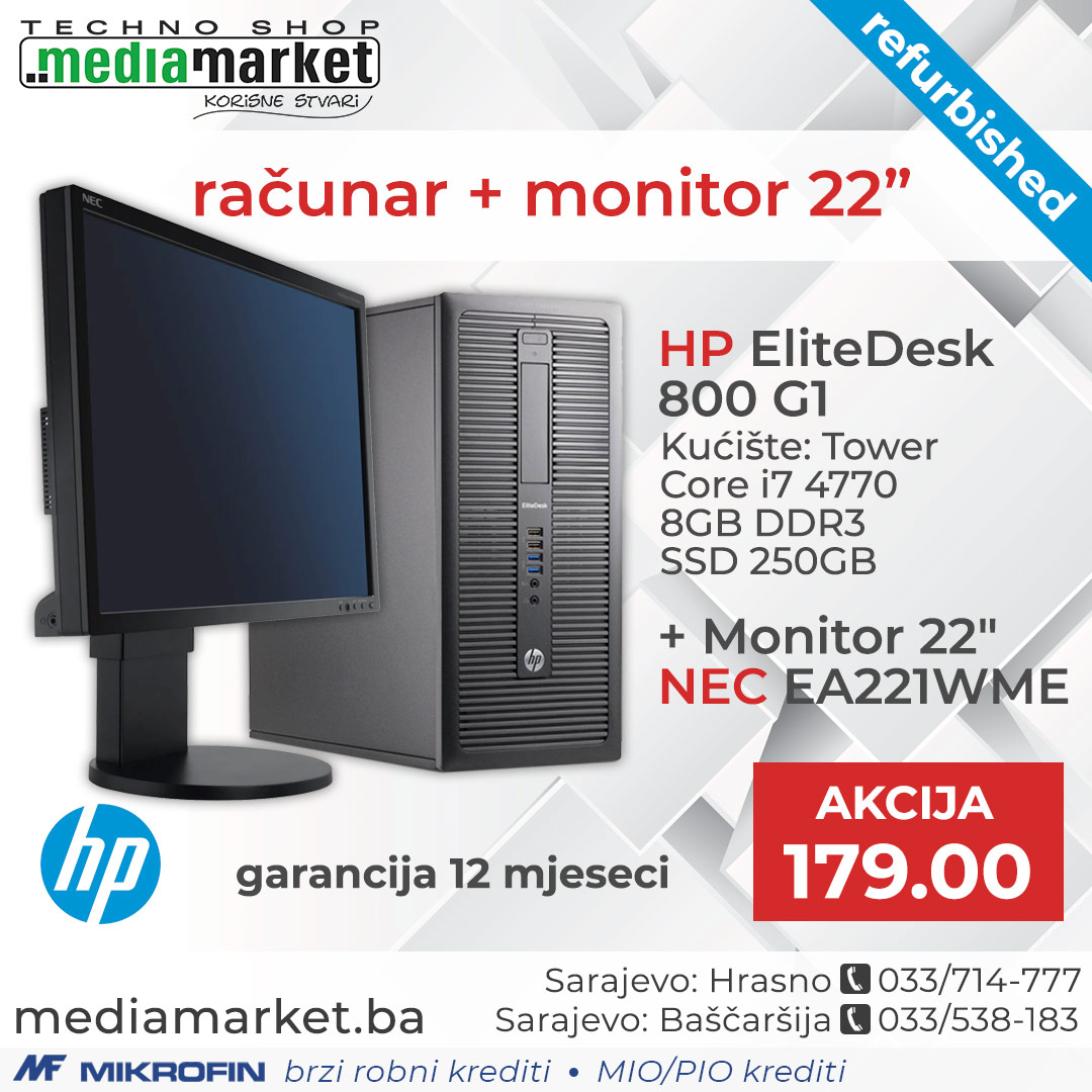 SET HP 800 G1 CORE I7 4770 16GB DDR3 SSD 256GB + 22" Monitor NEC