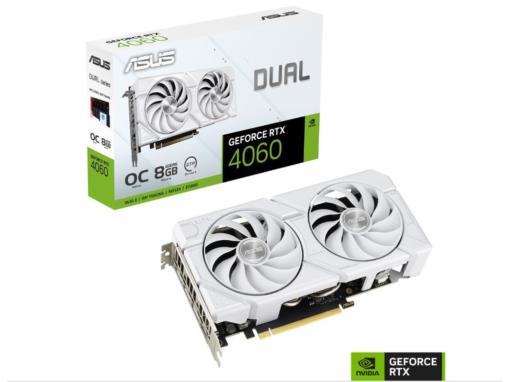 ASUS VGA DUAL-RTX4060-O8G-EVOWhite, nVidia GeForce RTX 40608GB GDDR6 128bit;HDMI,3xDP