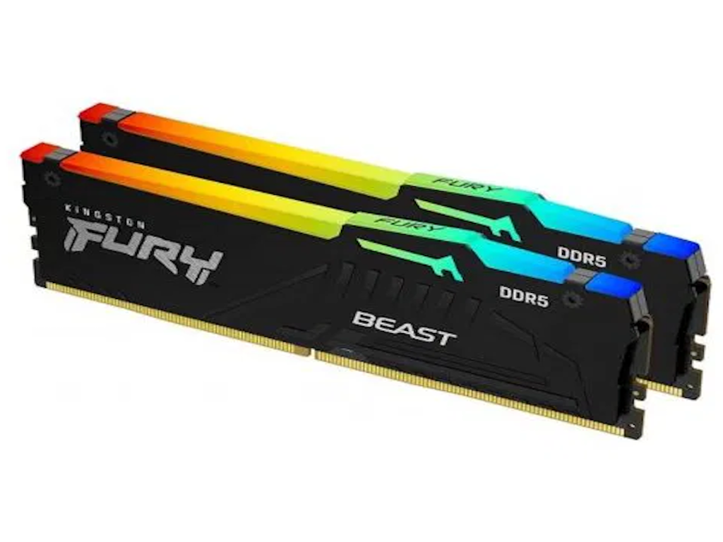 Kingston 32GB 6000MHz DDR5 RGB Fury Beast (2x16GB), CL30, XMP, EXPO, 2RX8, 288-pin 16Gbit