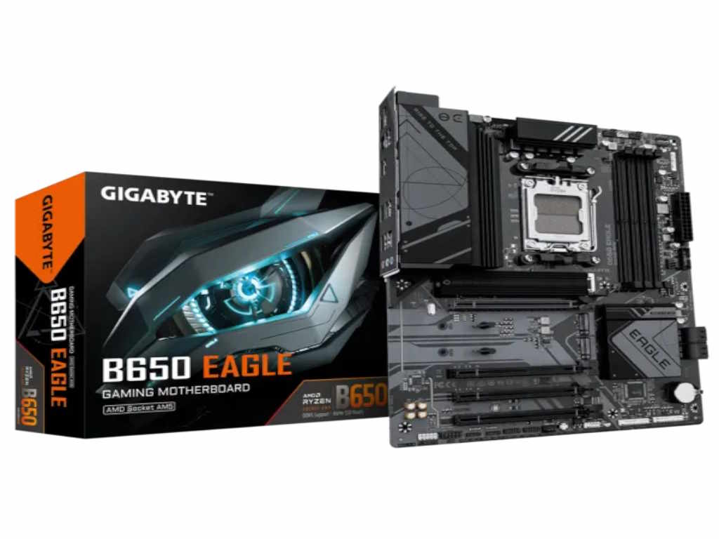 Gigabyte MB B650 EagleAM5; 4xDDR5; up to 256GB,(up to 7600MHz); 4x SATA,3xM.2, DP, HDMI