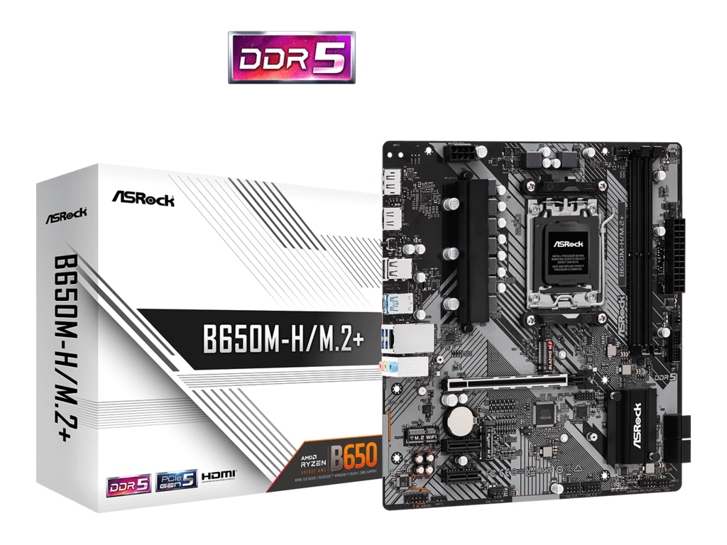 ASROCK MB B650M-H/M.2+AMD B650, AM5, 2xDDR5, 2xM.24xSATA, HDMI, DP, microATX