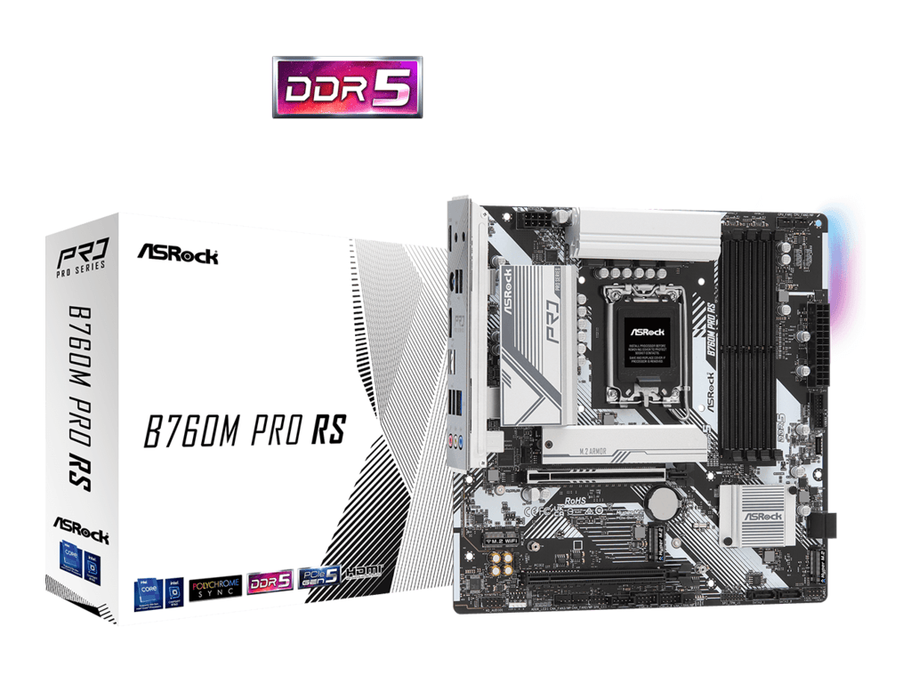 ASROCK MB B760M PRO RSIntel B760, LGA1700, 4xDDR53xM.2, 4xSATA, RAID, HDMI, DP, mATX