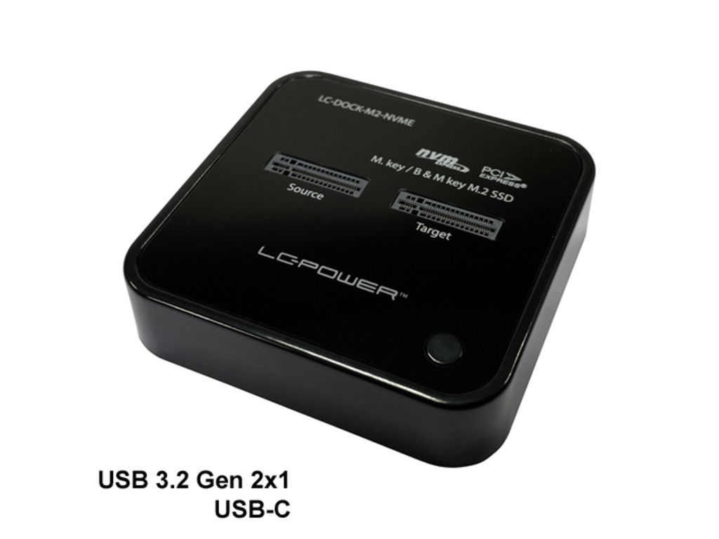 LC-Power Docking station NVMEM.2 SSD, USB-C port, 2x SSD-a,Transfer rate do 10 Gb/s