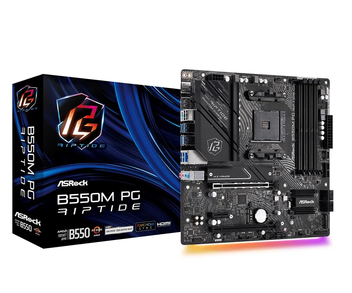 ASROCK MB B550 PG RIPTIDEAMD B550, AM4, 4xDDR4, 2xM.26xSATA3, HDMI, RAID