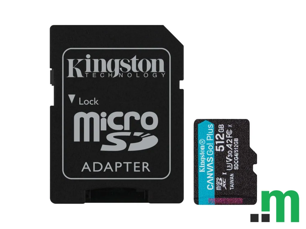 Kingston microSD 512GBCanvasGoPlus, Gen4r/w:200MB/s/160MB/s,with adapter