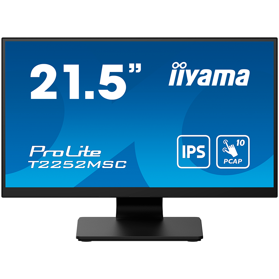 IIYAMA Monitor LED T2252MSC-B2 21.5" IPS TOUCH Capacitive 1920 x 1080, 250 cd/m², 1000:1, 5ms, Touch points 10, Touch method stylus, finger, glove, Touch interface USB, HDMI x1, DisplayPort x1, Speake