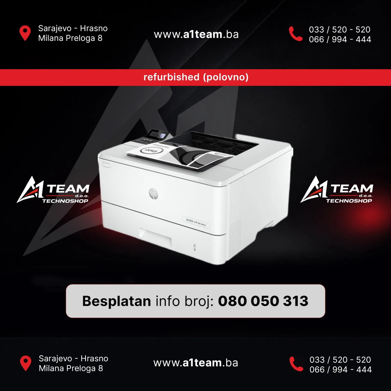 PRINTER HP M402DNE LASER REFURBISHED