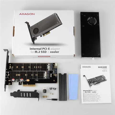 AXAGON PCEM2-DC PCI-E 3.0 x16-DUAL M.2 SSD(NVMe + SATA),sa hladnjakom