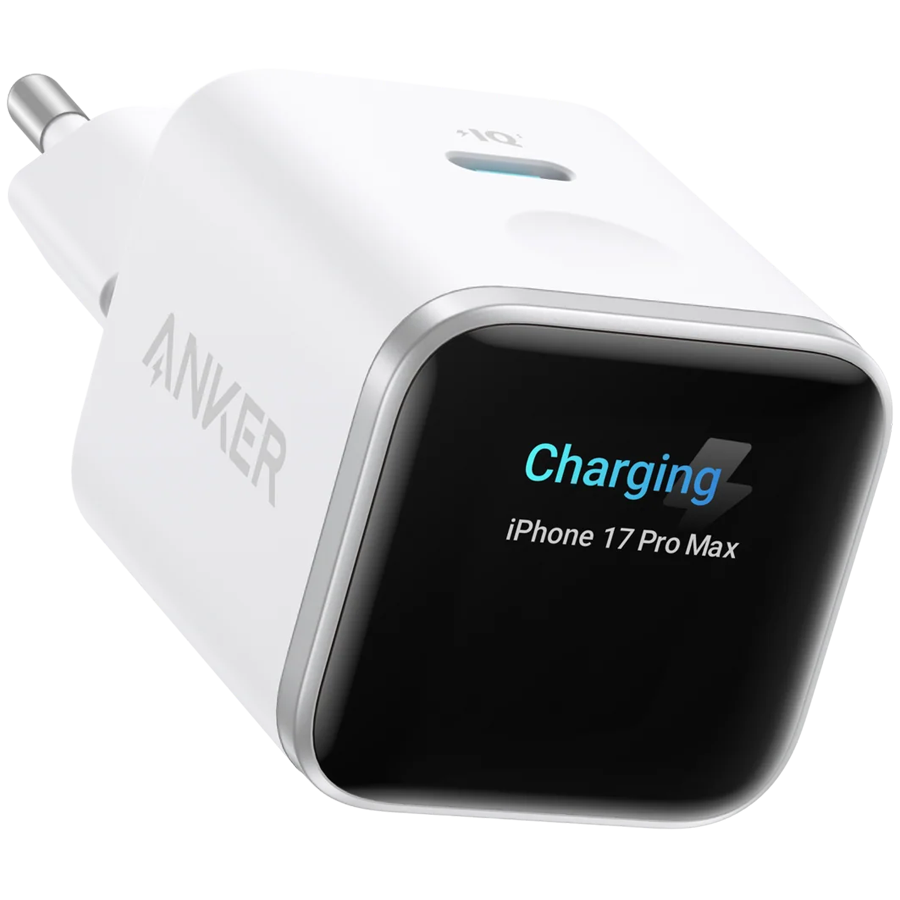 Anker Nano Charger (45W, Smart Display), Smart iPhone Recognition With Care Mode, 45W Max Fast Charging with Smart Power Adjustment, Pocket Size, Powered by GaN