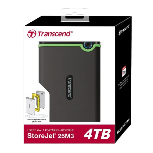 Transcend HDD 4TB StoreJet M3Portable,USB 3.1,anti-shock,Iron Gray