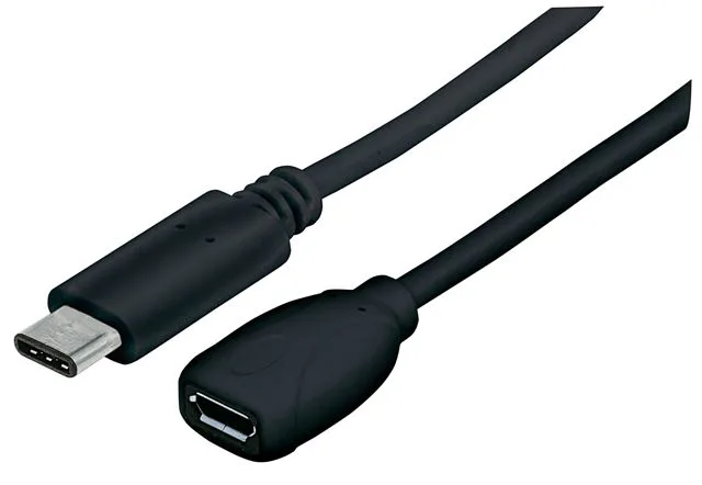 MH USB kabl, C-male/Micro-B-Female, 15cm, crni