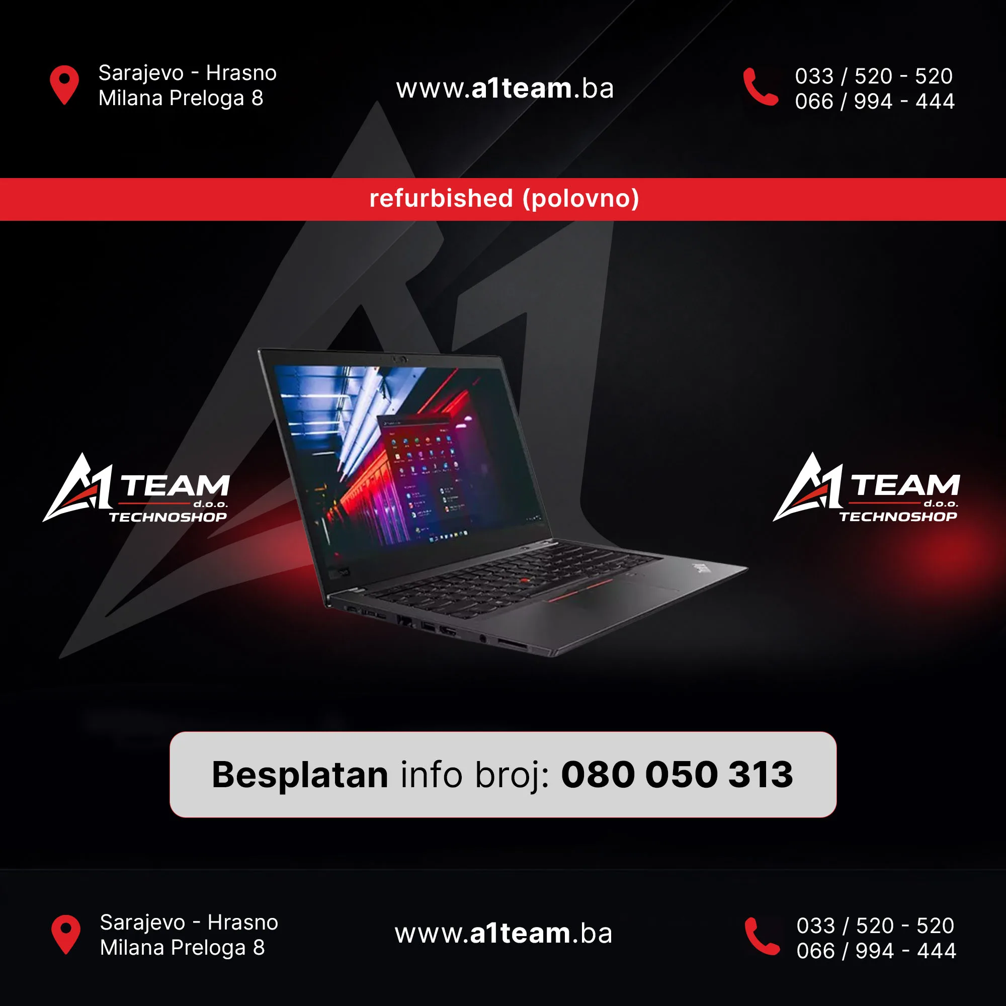LAPTOP T480S i5 8250 16GB DDR4 256GB SSD REFURBISHED