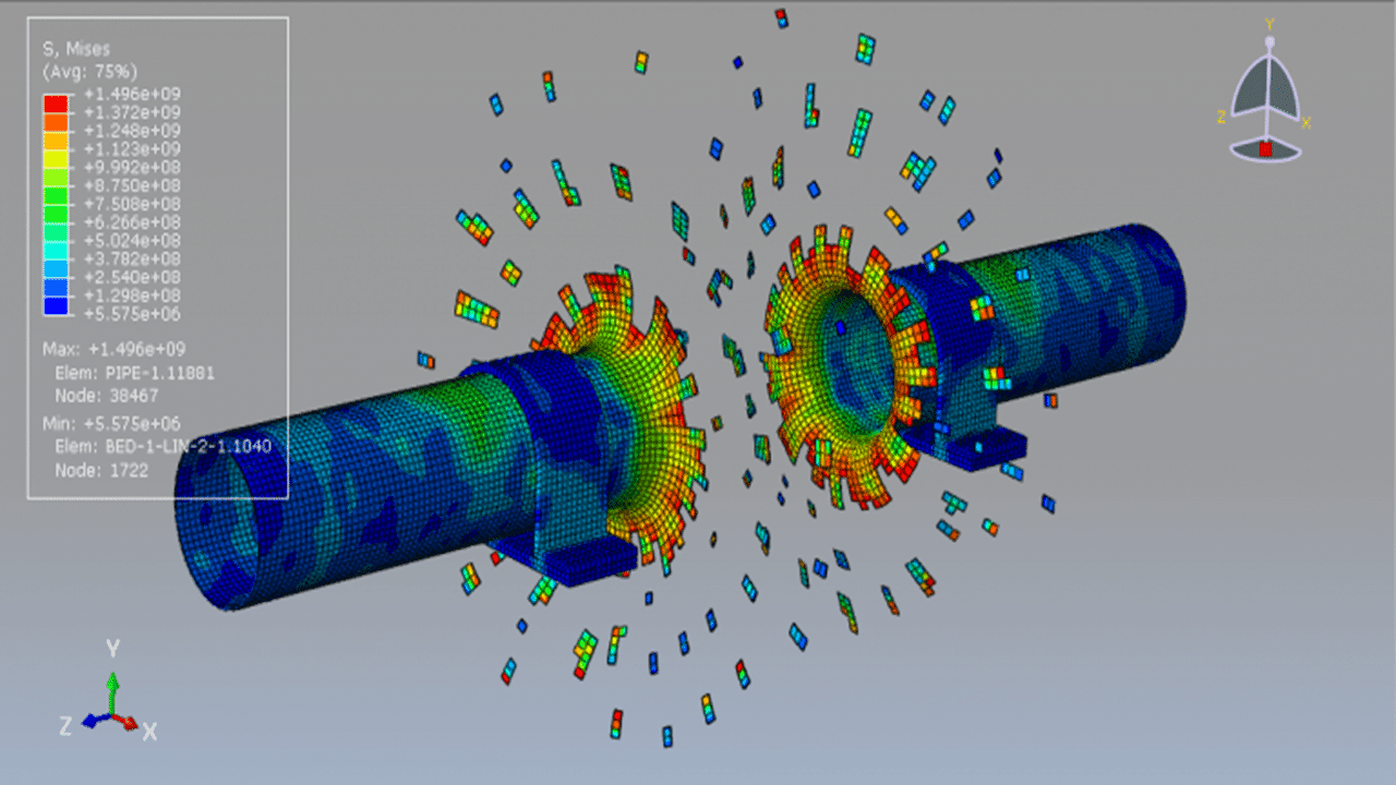 Explosion Pipe Routing Internal Pipe Explosion Simulation with Steel Supports in Abaqus ...