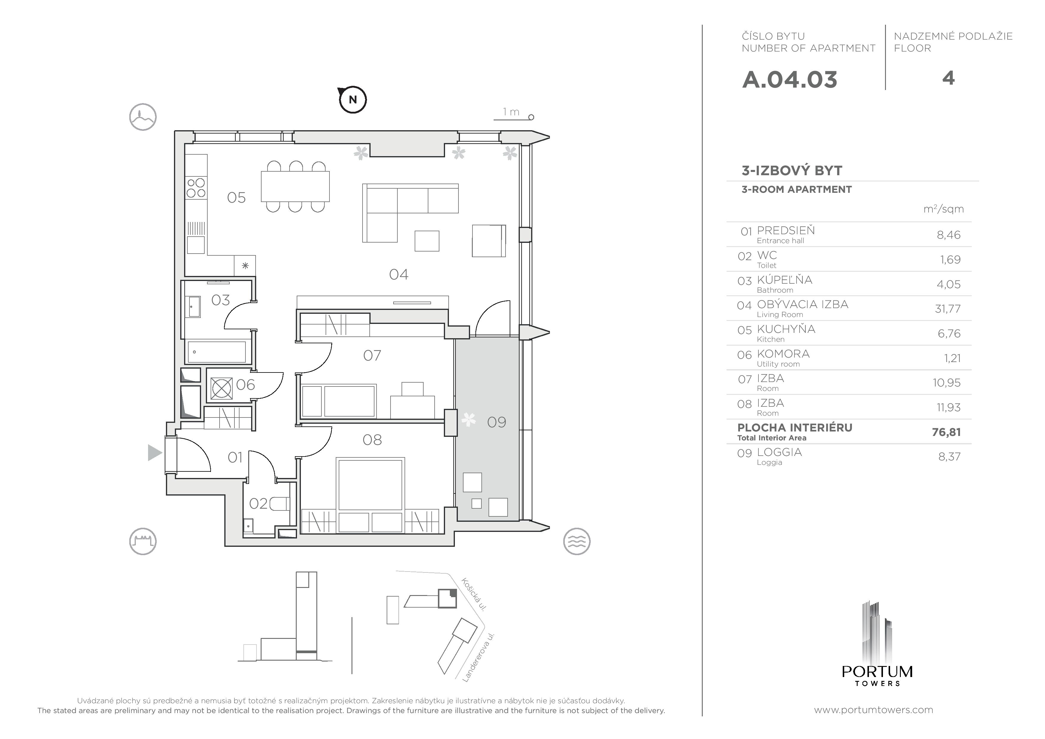 Portum Towers - A.04.03 - Pôdorys