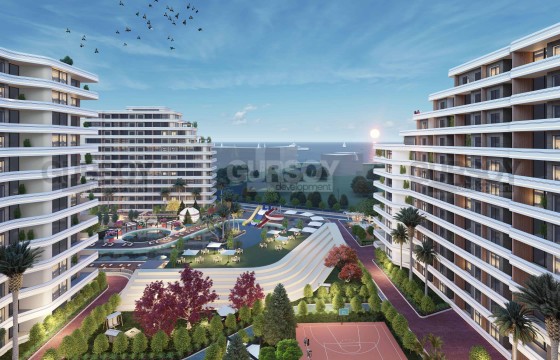 Грандиозный проект с квартирами от 70 кв.м. и отельной инфраструктурой. Томюк, Мерсин. в Турции - фото 5