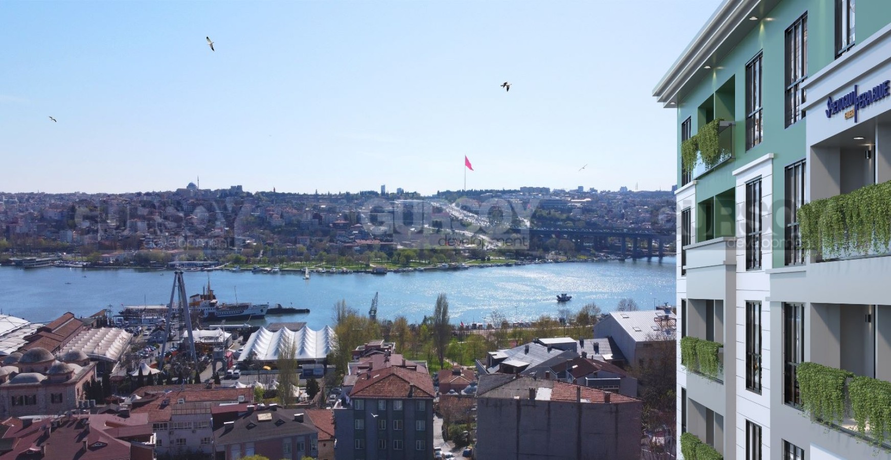 Инвестиционный проект с видом на Золотой Рог в районе Бейоглу, 87м2-95м2 в Турции - фото 1