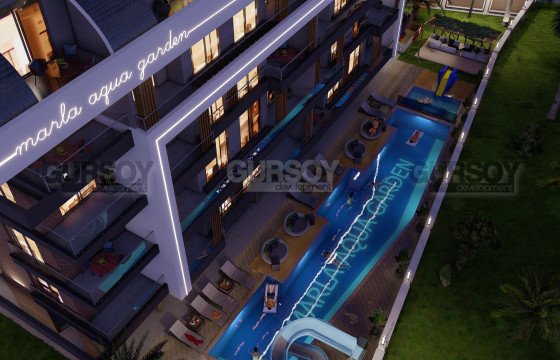 Резиденция в 700 метрах от моря в Паялларе, квартиры 52 и 105 м2. в Турции - фото 5