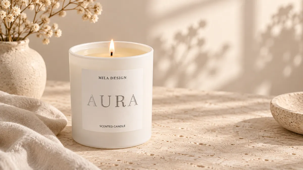 Pravilno upaljena mirisna svijeća Aura – Mila Design Studio