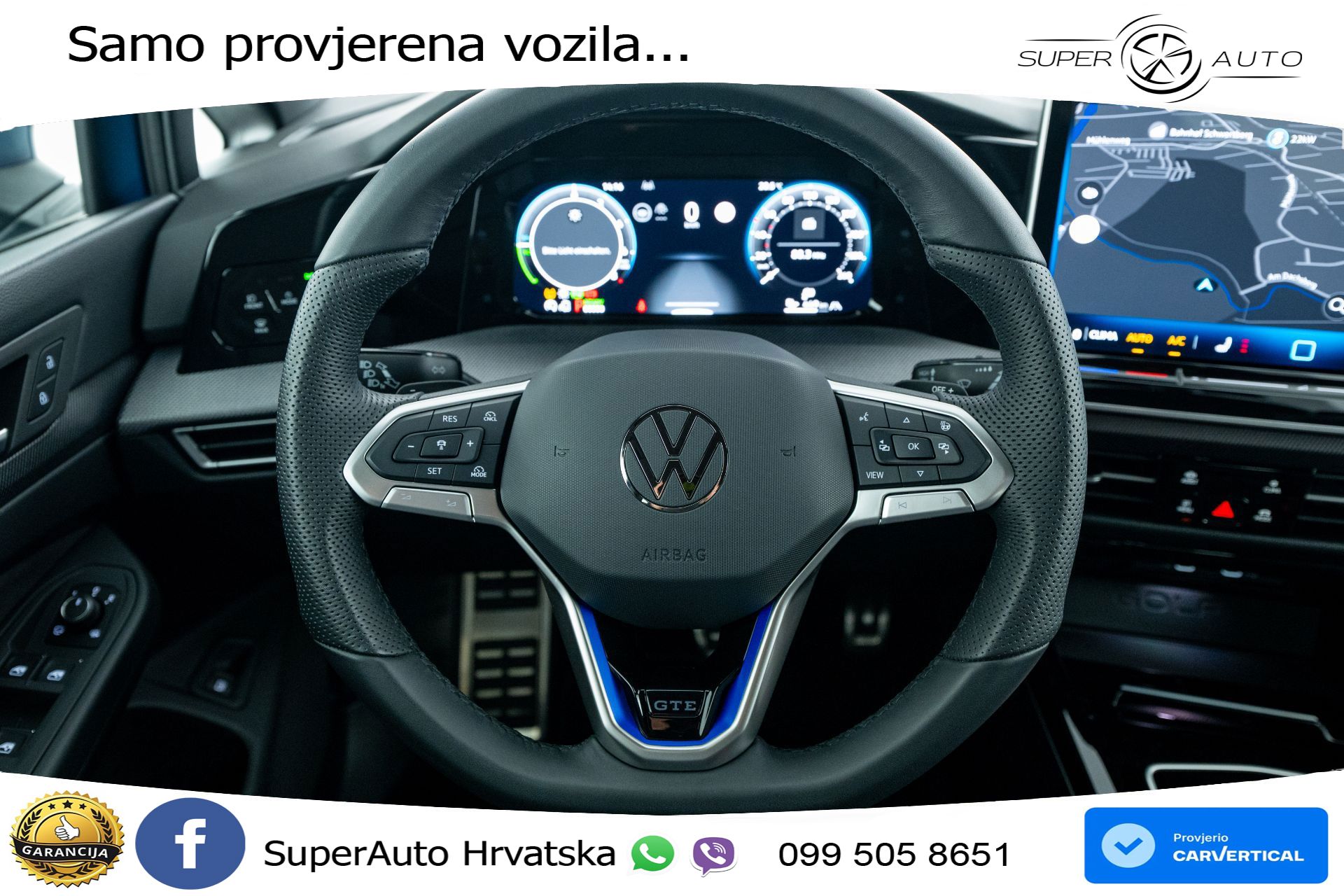 VW Golf 8 GTE 1.5 DSG 272 KS, MATRIX+ACC+GR SJED+360+VIRT