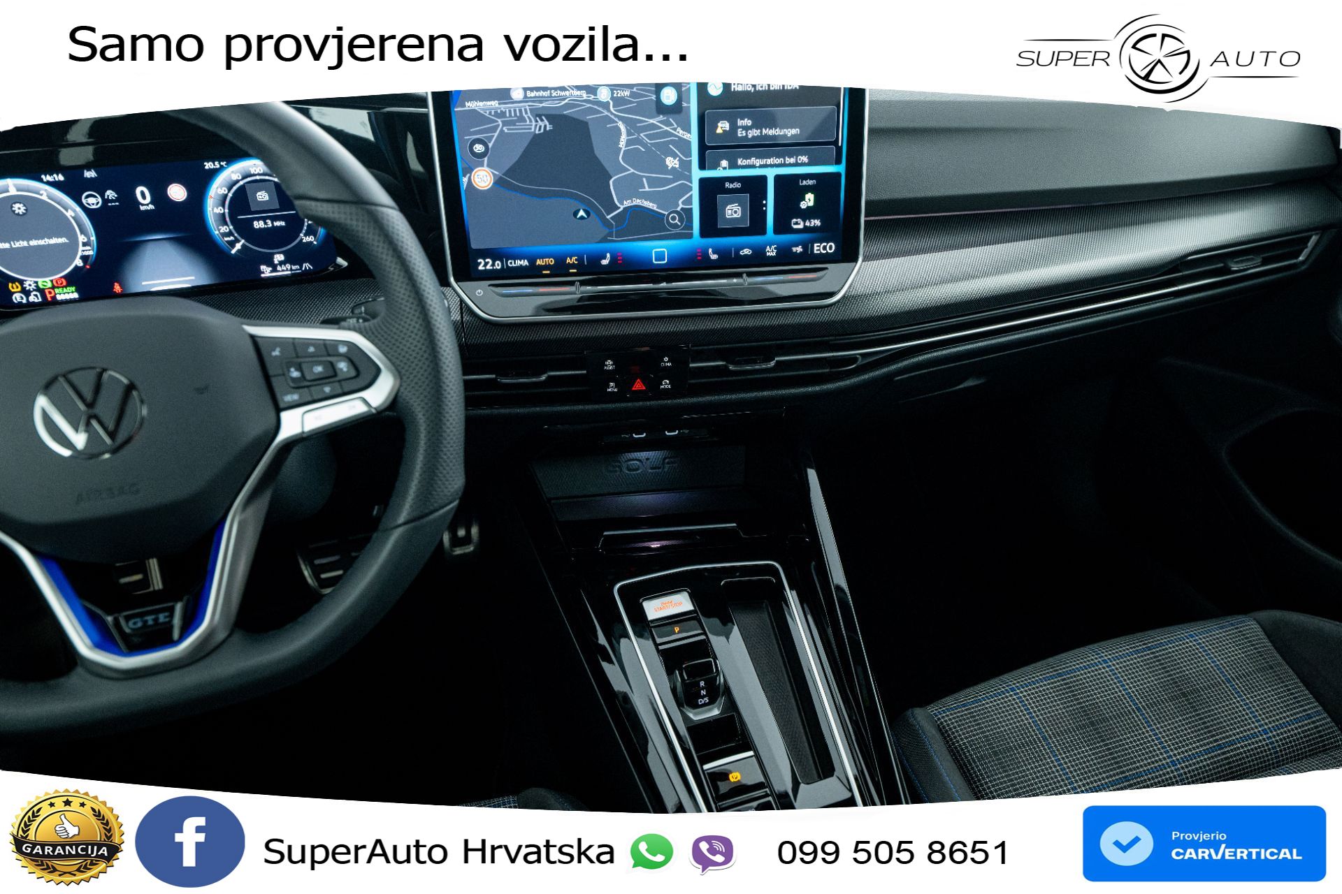 VW Golf 8 GTE 1.5 DSG 272 KS, MATRIX+ACC+GR SJED+360+VIRT