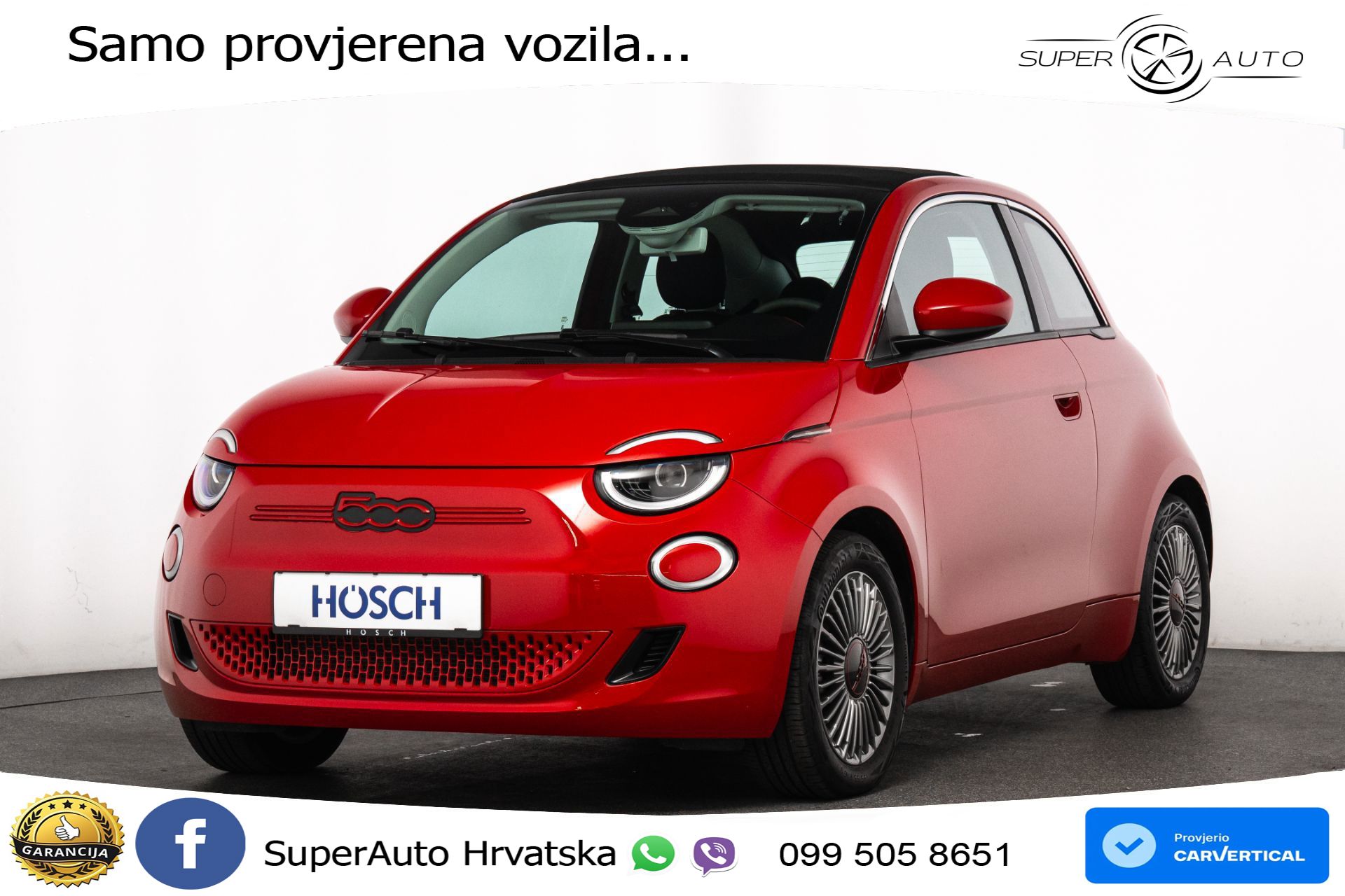 Fiat 500e 42 kWh Cabrio 118 KS, KAM+GR SJED+VIRT+NAVI