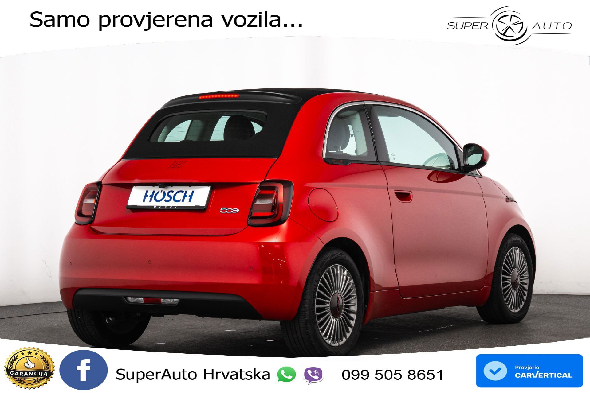 Fiat 500e 42 kWh Cabrio 118 KS, KAM+GR SJED+VIRT+NAVI