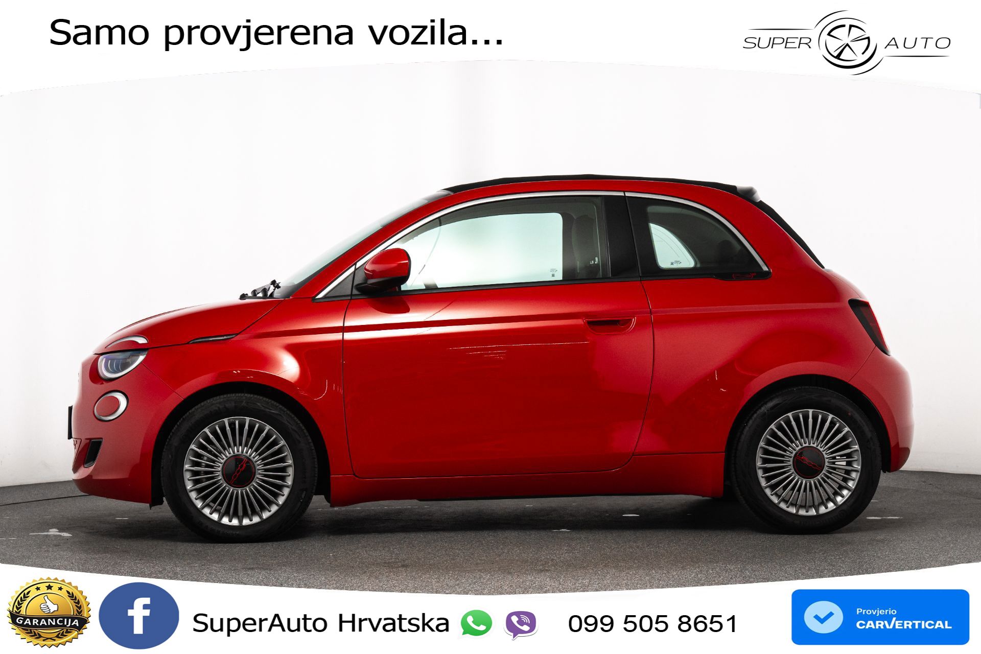 Fiat 500e 42 kWh Cabrio 118 KS, KAM+GR SJED+VIRT+NAVI
