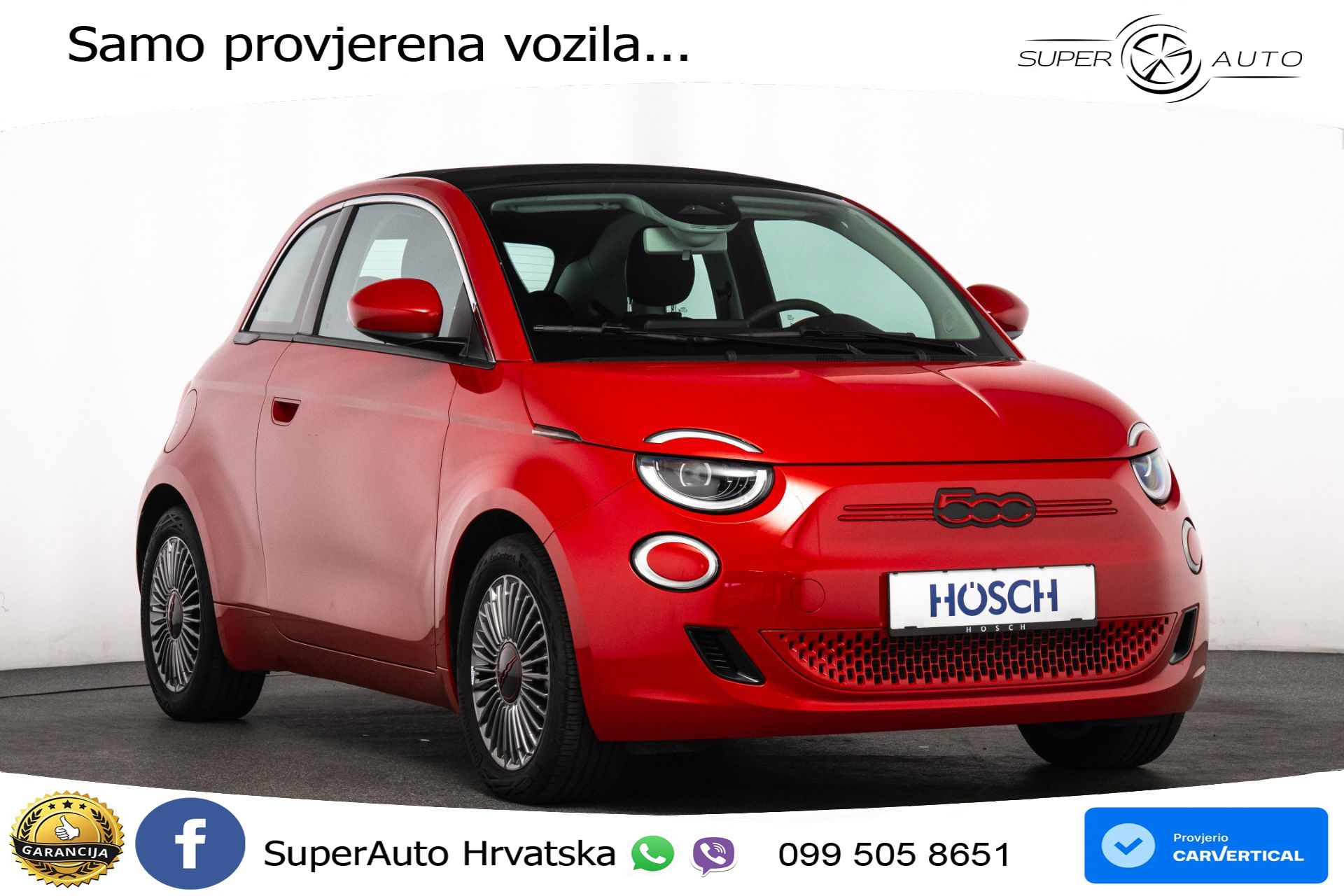 Fiat 500e 42 kWh Cabrio 118 KS, KAM+GR SJED+VIRT+NAVI
