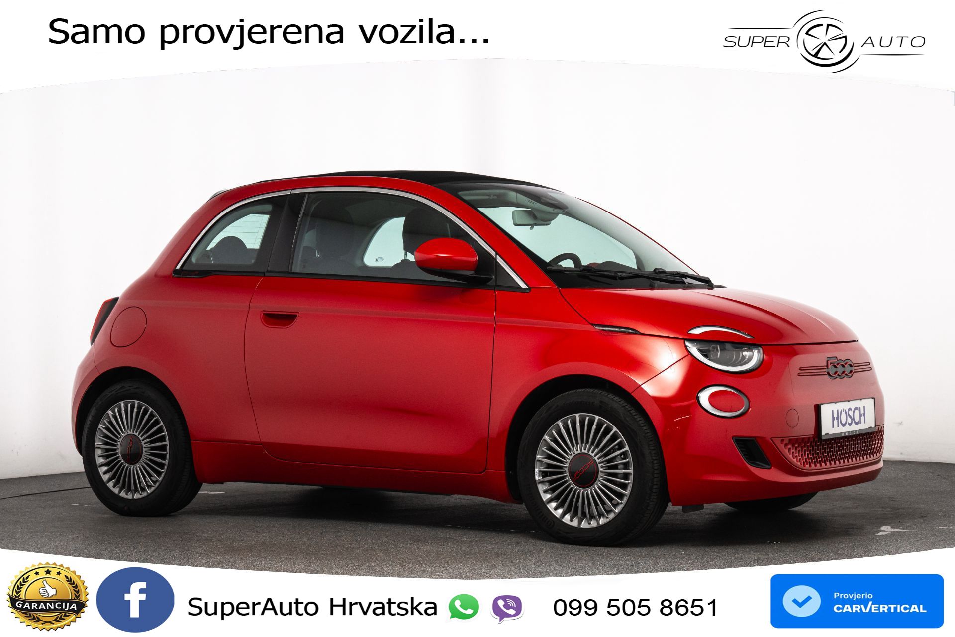 Fiat 500e 42 kWh Cabrio 118 KS, KAM+GR SJED+VIRT+NAVI