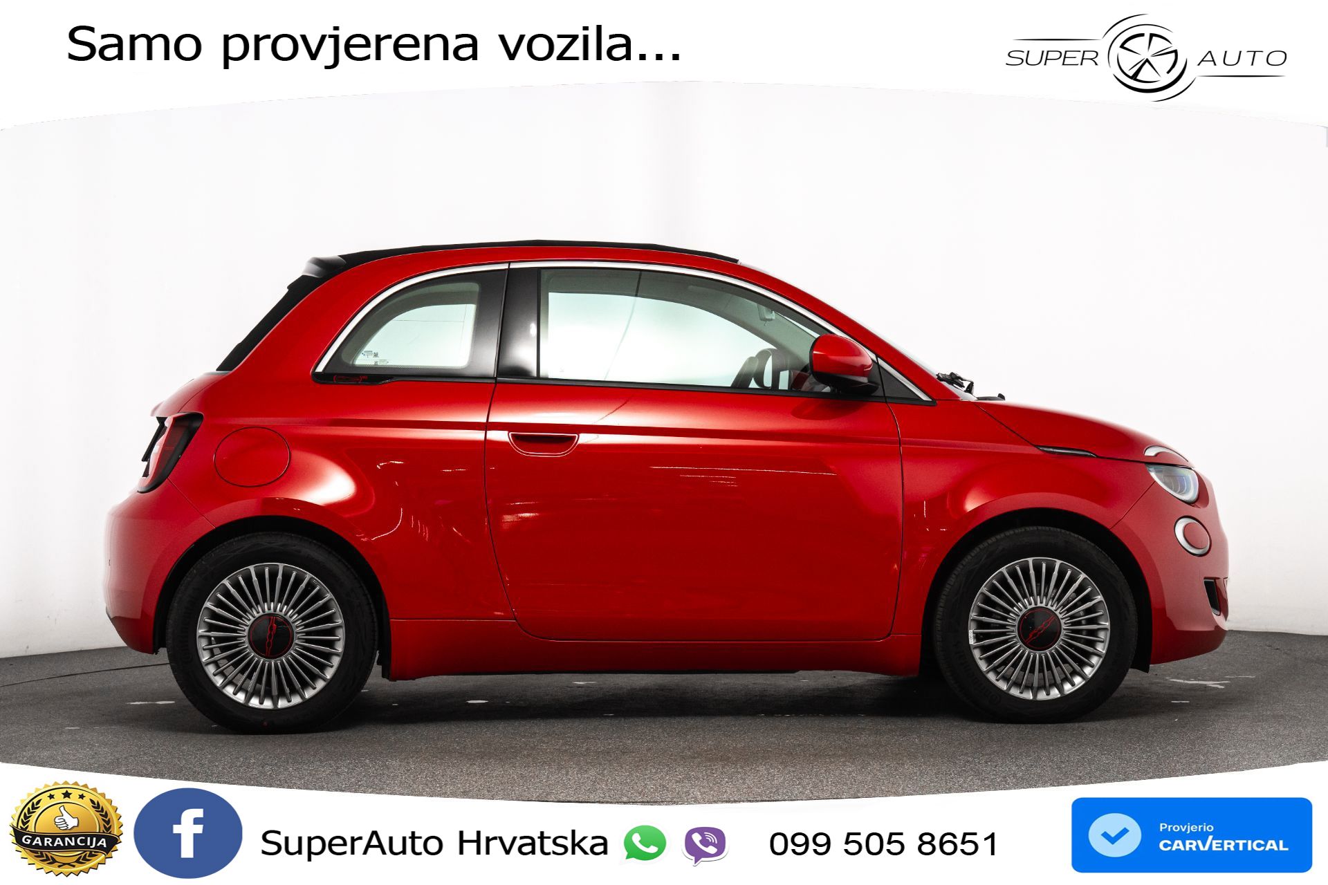 Fiat 500e 42 kWh Cabrio 118 KS, KAM+GR SJED+VIRT+NAVI
