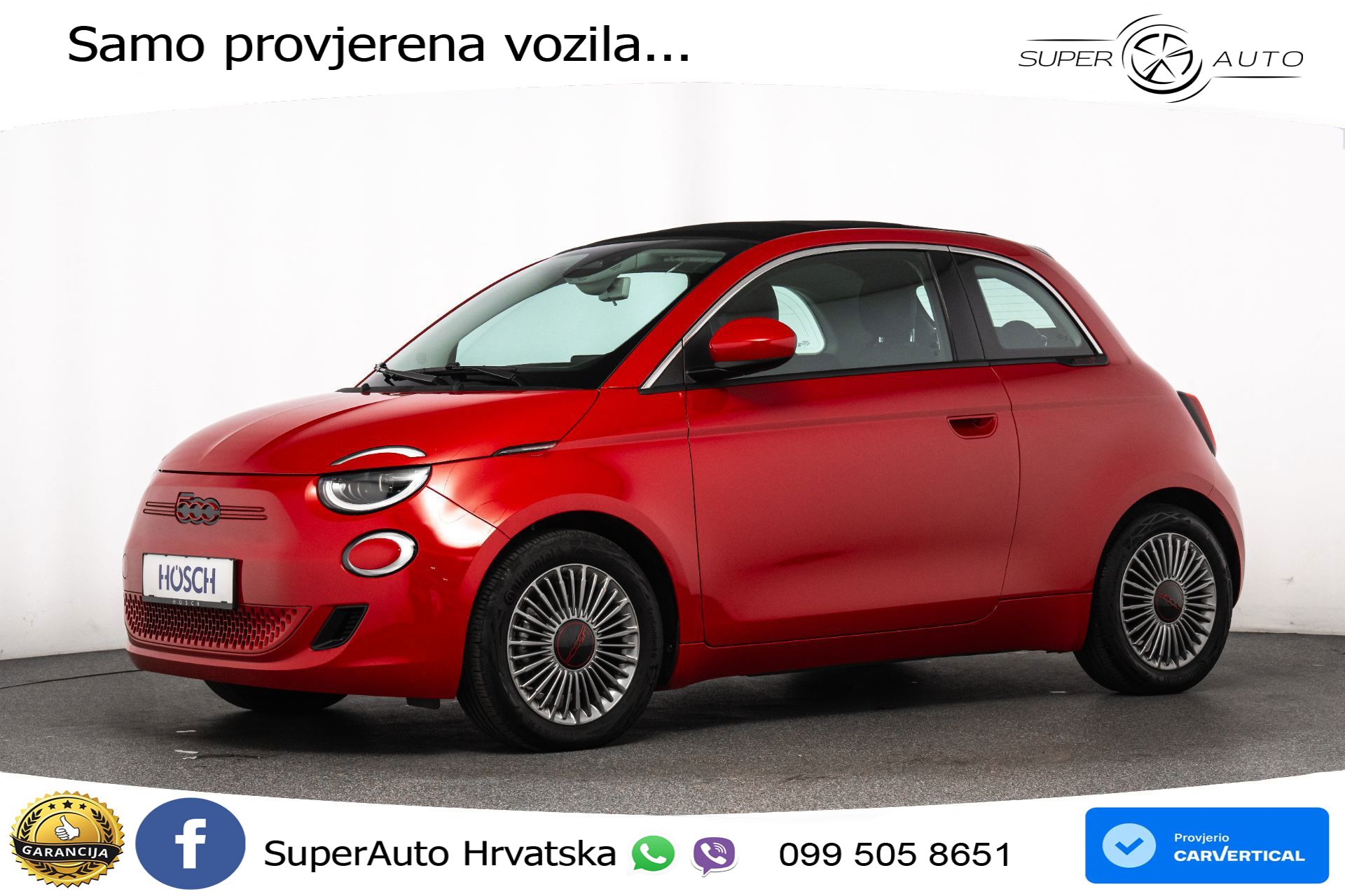 Fiat 500e 42 kWh Cabrio 118 KS, KAM+GR SJED+VIRT+NAVI