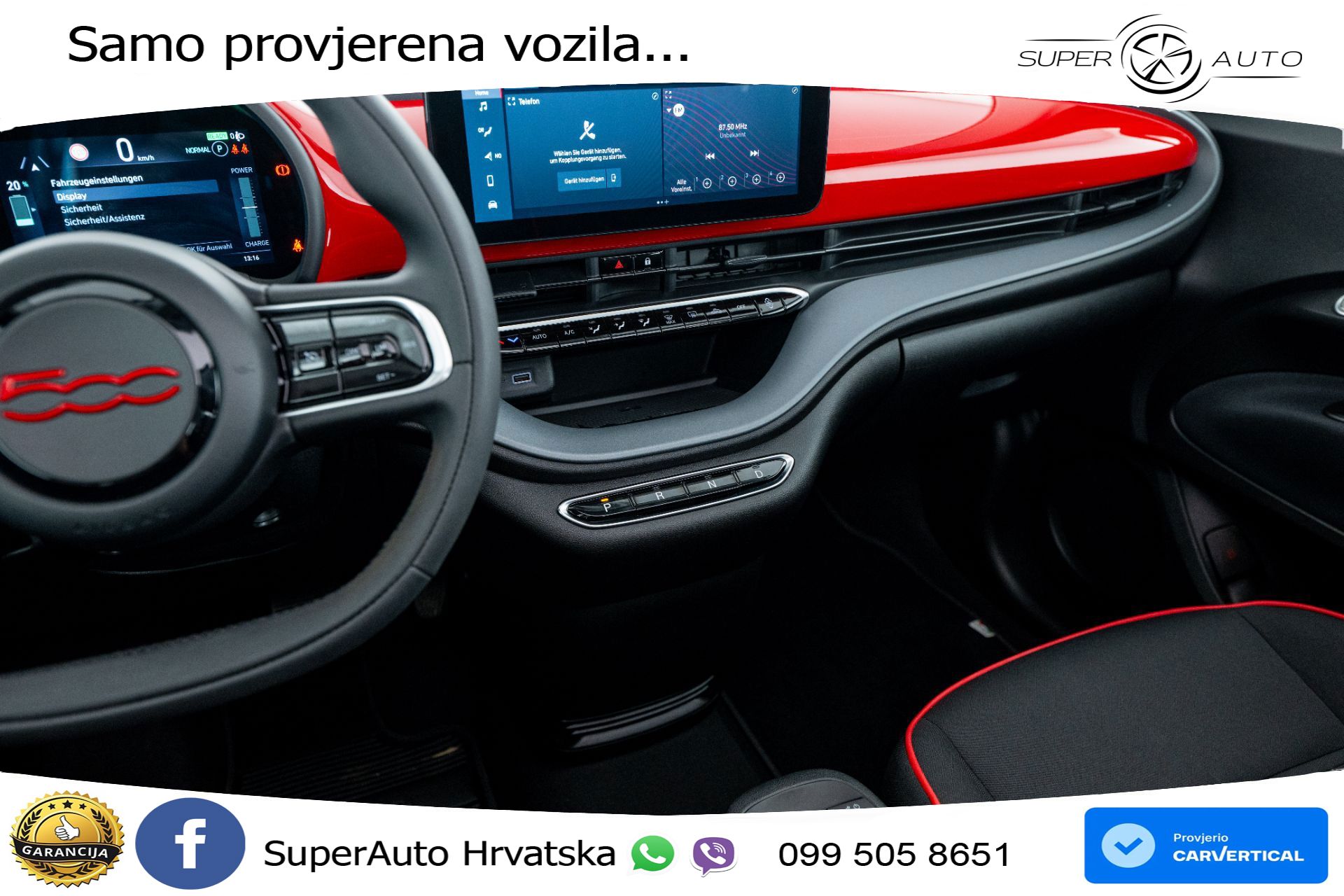Fiat 500e 42 kWh Cabrio 118 KS, KAM+GR SJED+VIRT+NAVI