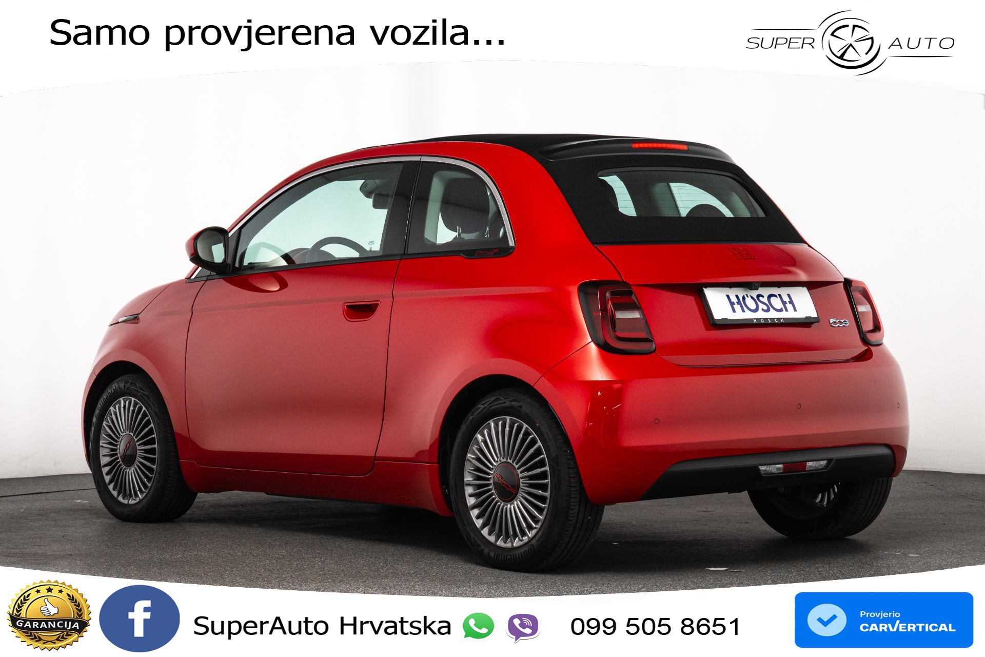 Fiat 500e 42 kWh Cabrio 118 KS, KAM+GR SJED+VIRT+NAVI