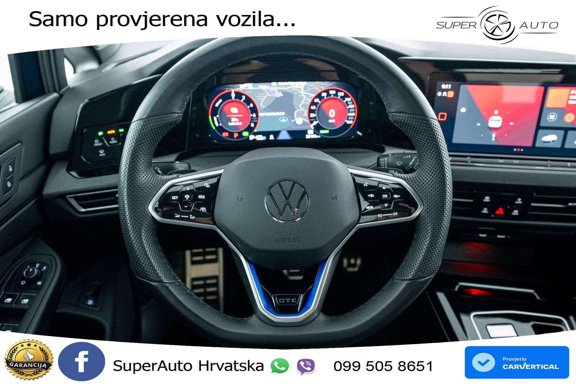 VW Golf 8 GTE 1.4 TSI DSG 245 KS, MATRIX+ACC+KAM+PDC+VIRT+ASIST