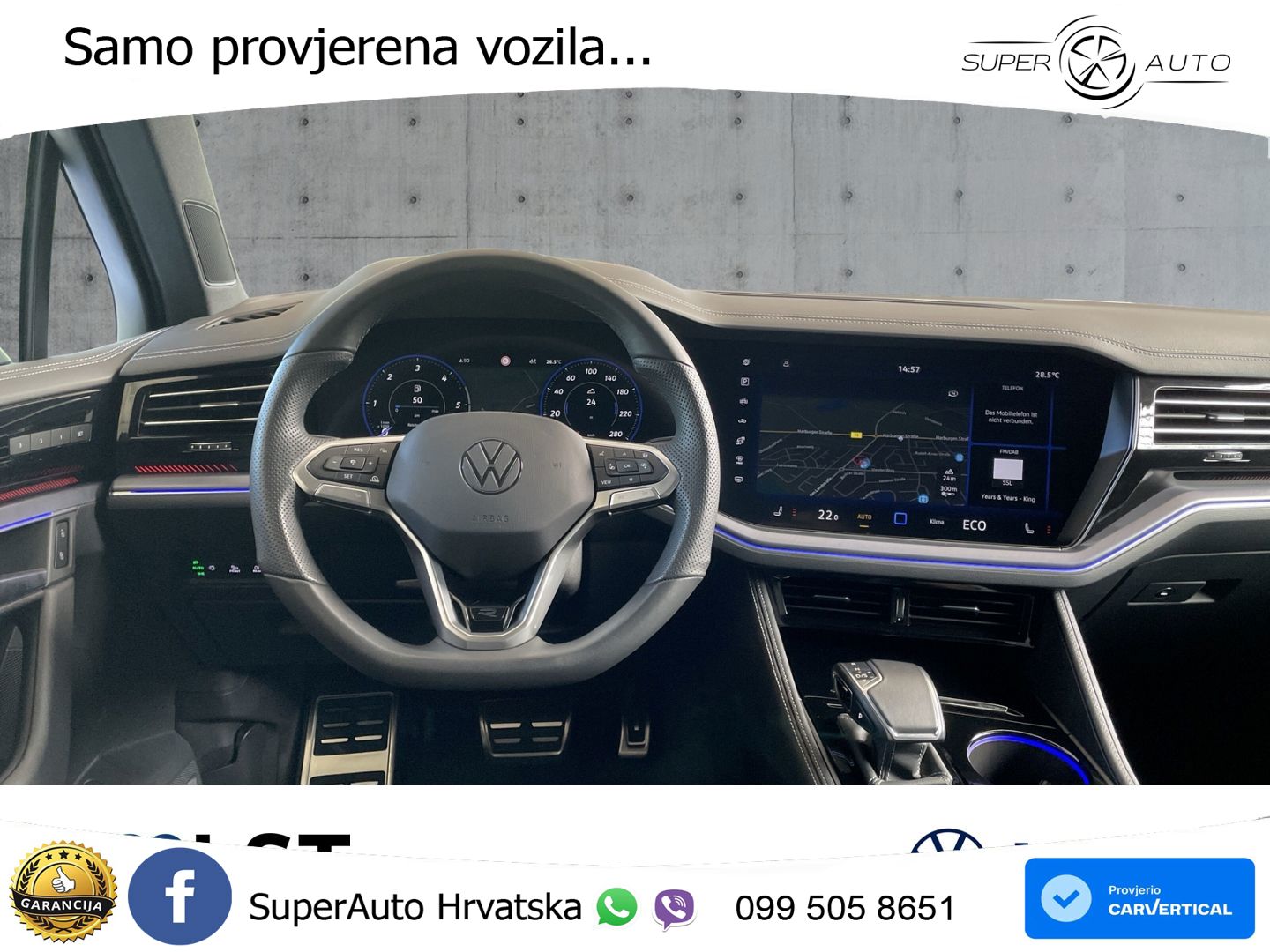 VW Touareg 3.0 TDI V6 4M Aut. R line 231 KS, ZRAČNI+MATRIX+ACC+4xGR SJED+KAM+PDC