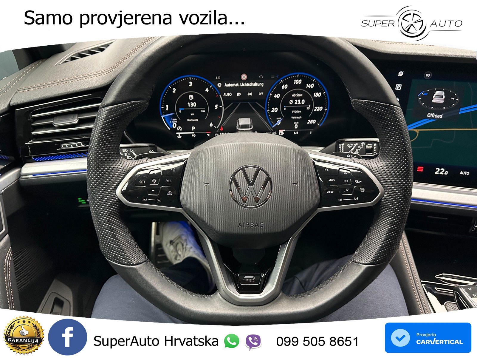 VW Touareg 3.0 TDI V6 4M Aut. R line 231 KS, ZRAČNI+MATRIX+ACC+4xGR SJED+360+PDC