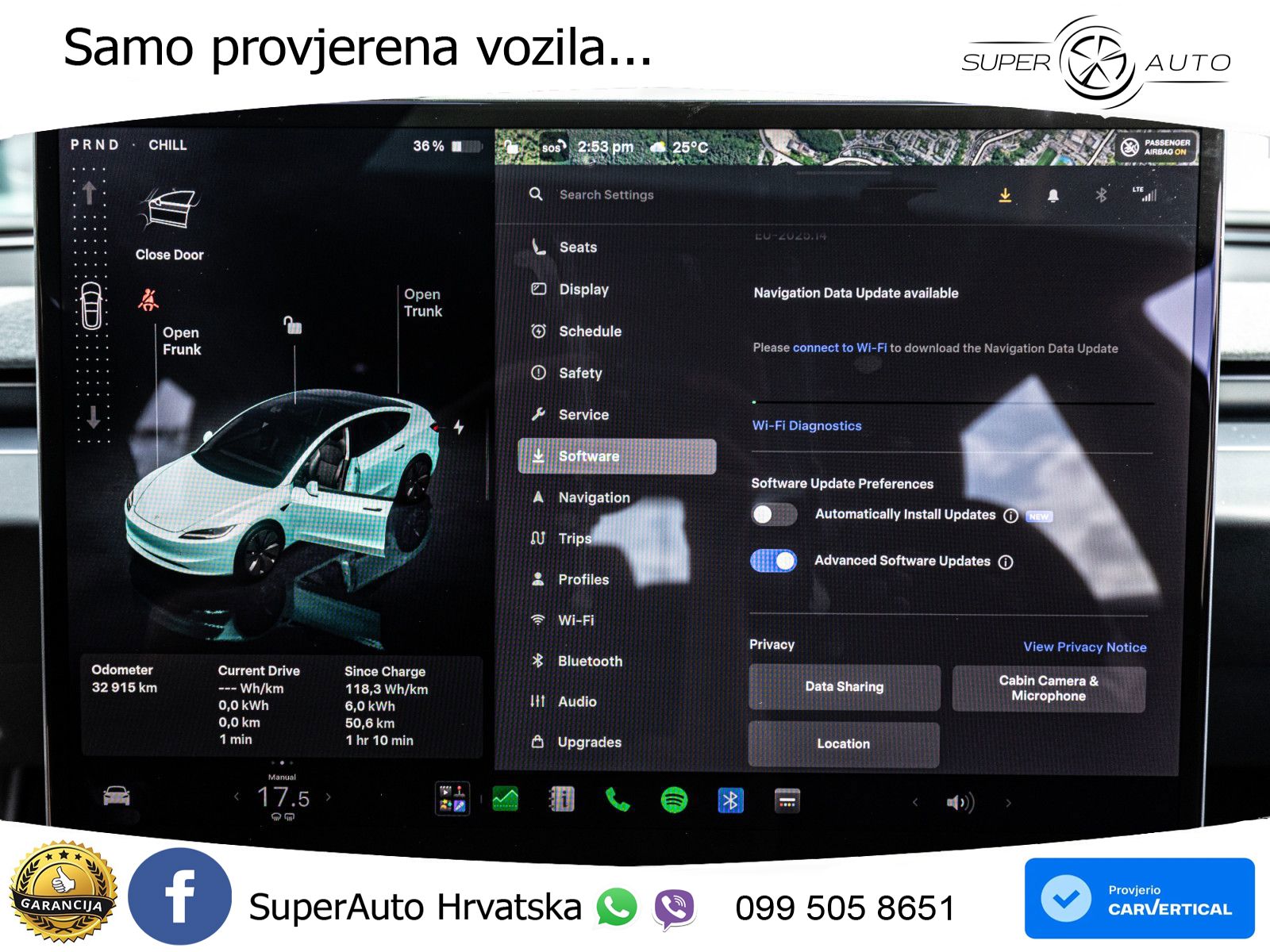 Tesla Model 3 Highland Premium 283 KS, PANO+360+ACC+GR SJED+VIRT+LANE